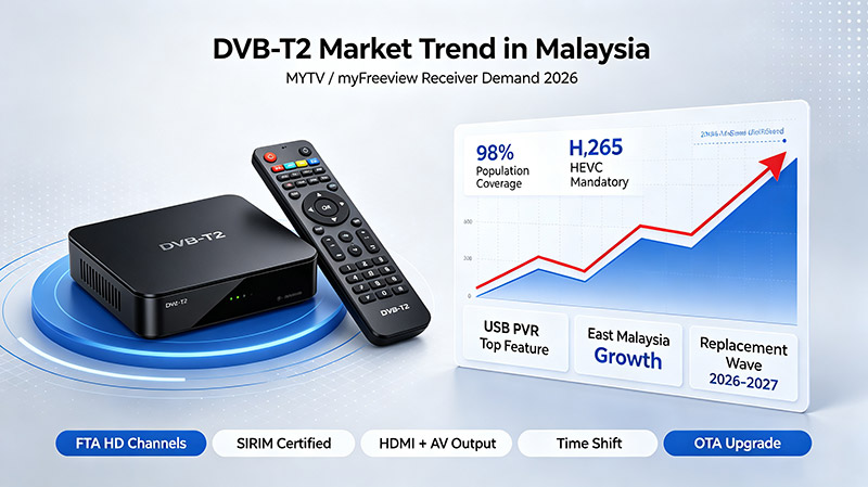 Tendencia del mercado DVB-T2 en Malasia (2026 myFreeview / MYTV)